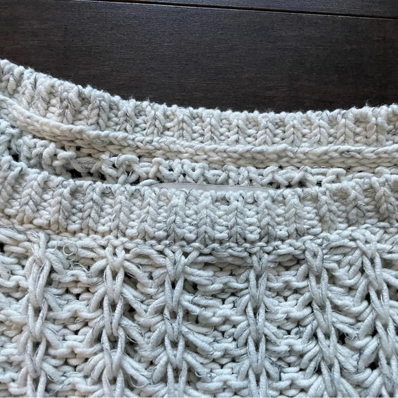 LOFT Ann Taylor Cotton Blend Loose Knit Sweater Women’s Small Off White & Gray - Picture 5 of 8